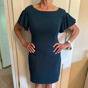 Teal Dress with Ruffled Sleeves- Lauren by Ralph Lauren Size 6